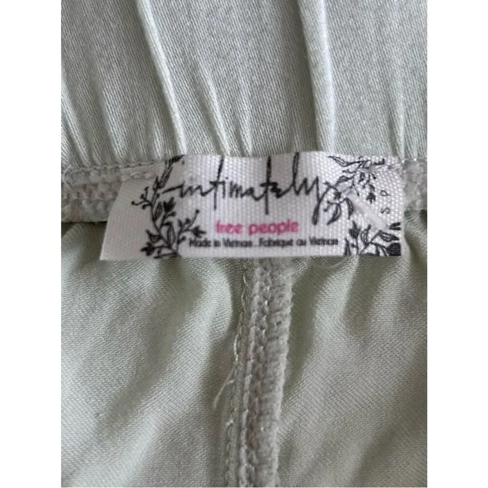 Free People Cropped Drawstring Pajama Pants in Light Sage Lightweight